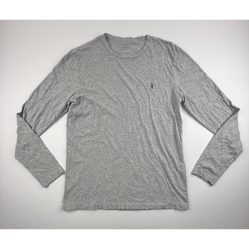 AllSaints Tonic LS Crew Long Sleeve T-Shirt Gray Men's Large Organic Cotton